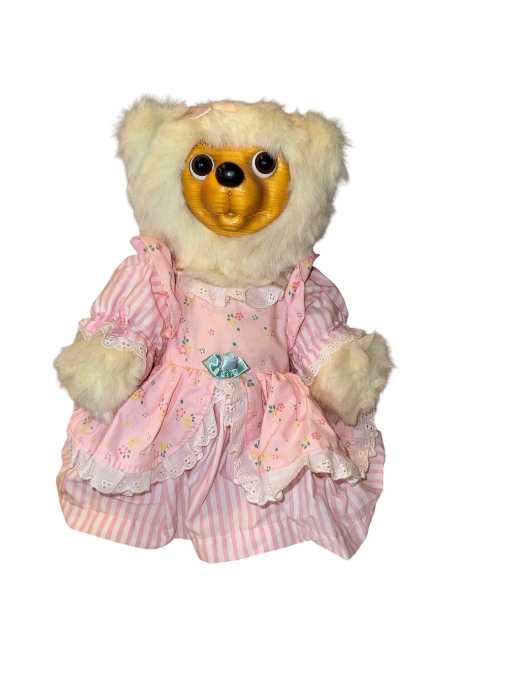 Plush Bear Doll in Pink Floral Dress